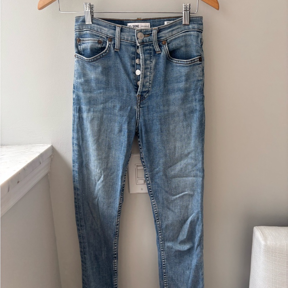 Re/Done High Rise Denim Jeans in Blue